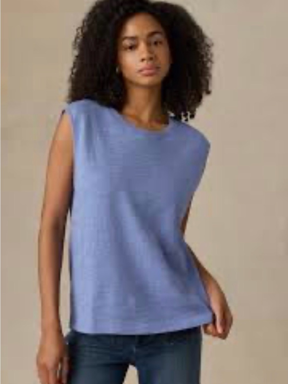 Faherty blue sun - washed organic cotton knit sleeveless crew neck top L NWOT